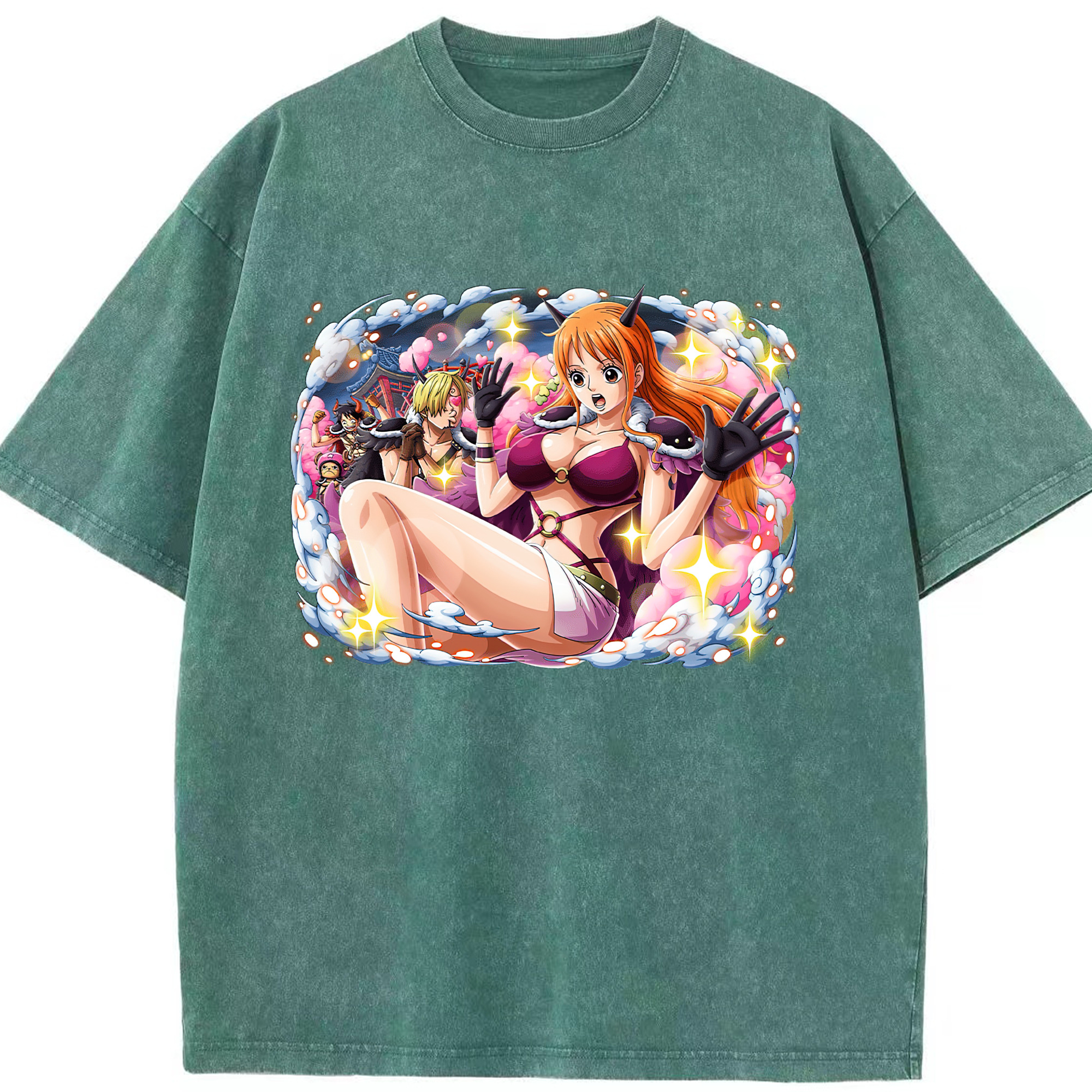 ワンピース ナミ ONE PIECE Nami 綿100% ヴィンテージ風 半袖Tシャツ（フロントプリント）